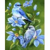 Diamond painting blauwe vogels en bloemen