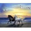 Diamond painting paarden rennen op het strand