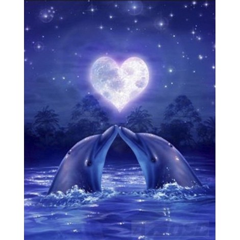 Diamond painting dolfijn met hart