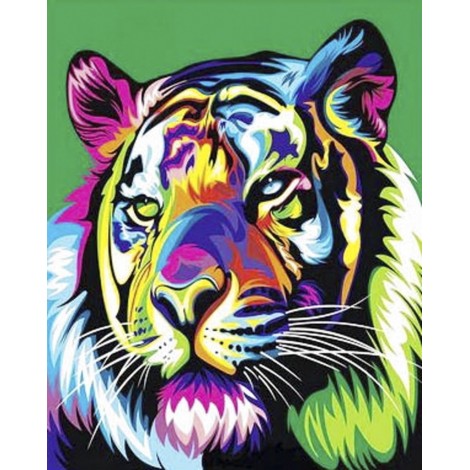 Diamond painting kleurrijke tijger