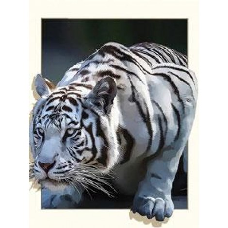 Diamond painting witte tijger