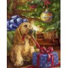 Diamond painting hond onder kerstboom