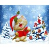 Diamond painting kat zingt bij kerstboom