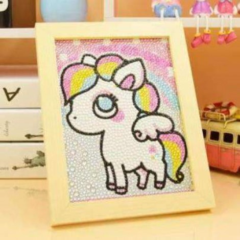 Diamond painting kinderen - pony met regenboog
