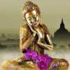 Diamond painting gouden buddha met orchidee