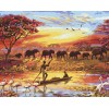 Diamond painting Afrika savanne met olifanten