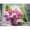 Diamond painting paarse bloemen