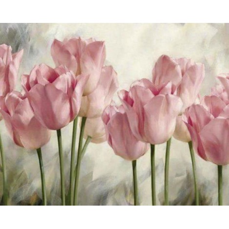 Diamond painting roze tulpen