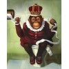 Diamond painting aap op toilet met wc-rol