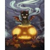 Diamond painting Halloween kat met hoorns en vleugels