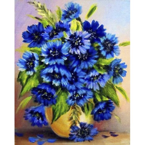 Diamond painting blauwe bloemen