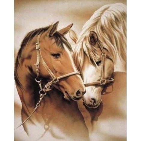 Diamond painting verliefde paarden