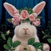 Diamond painting konijn met bloemen